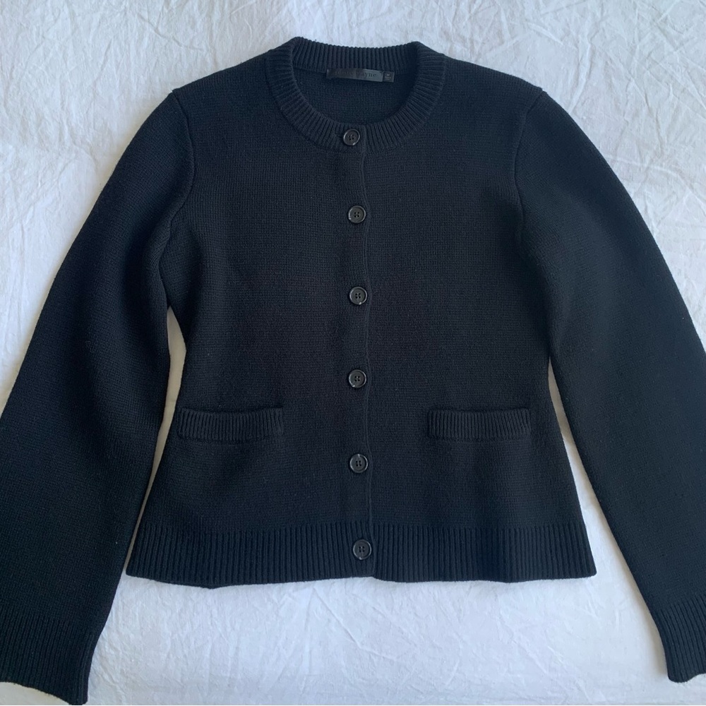 Jenni Kayne Cooper Wool Cashmere Crewneck Button Knit Cardigan Sweater Black - Picture 7 of 14